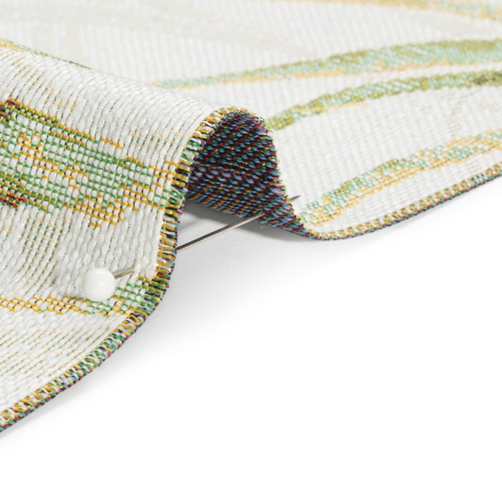 Ivory and Green Palm Fronds Polyester Jacquard - Joann Fabrics
