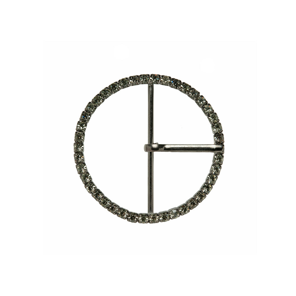 Swarovski Black Diamond and Gunmetal Circular Rhinestone Buckle - 1.75