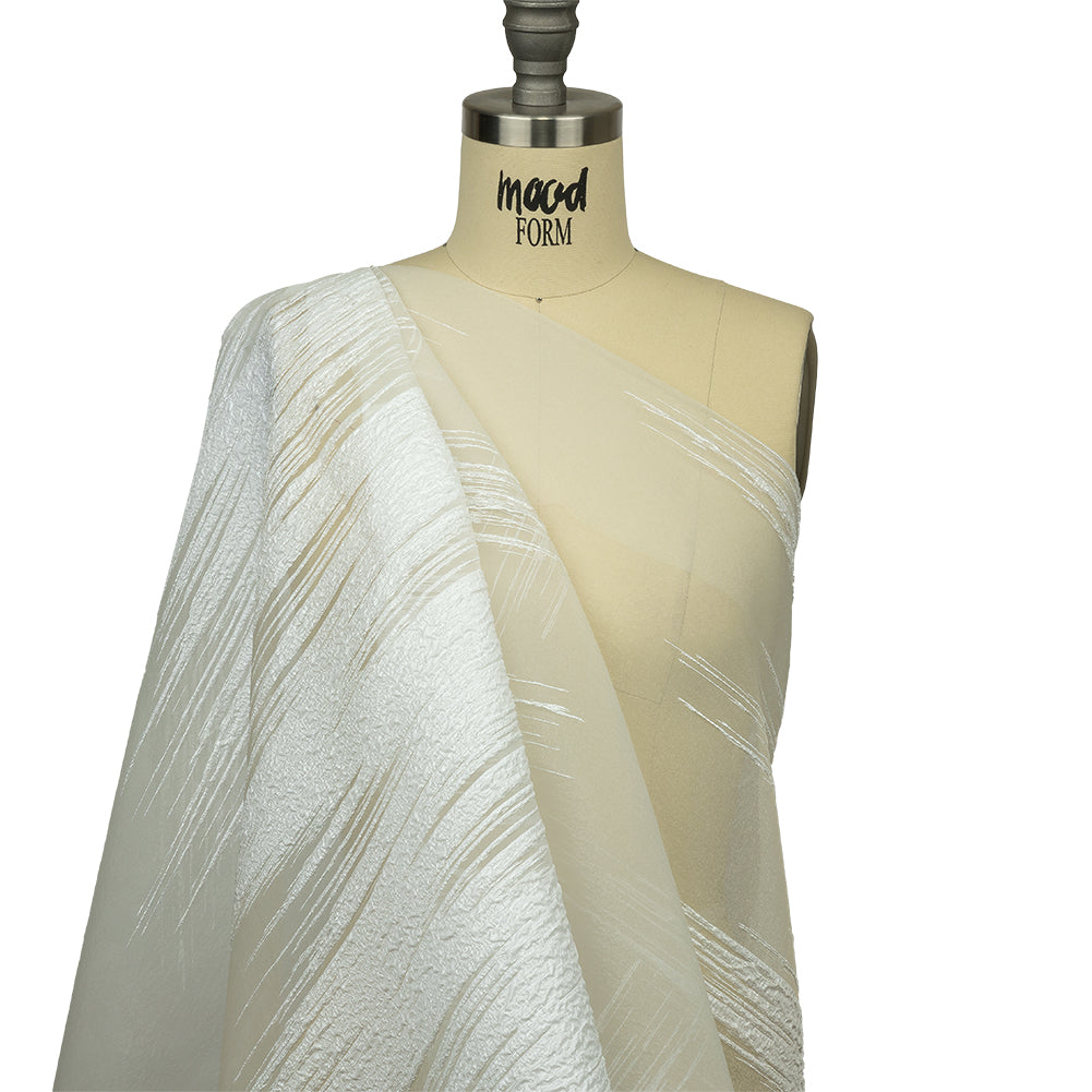 Metallic White Sleek Streaks Luxury Burnout Brocade - Joann Fabrics