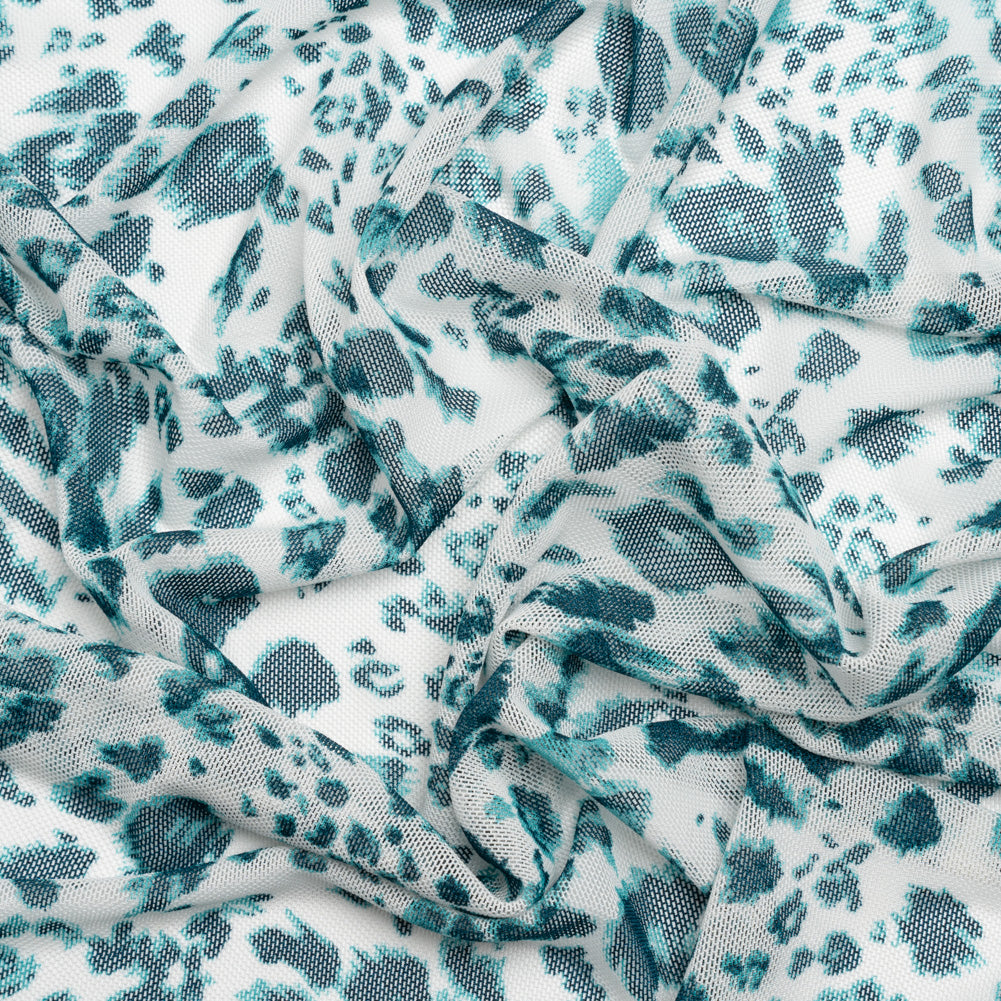 Sapphire and White Cheetah Spots Polyester Stretch Mesh - Joann Fabrics