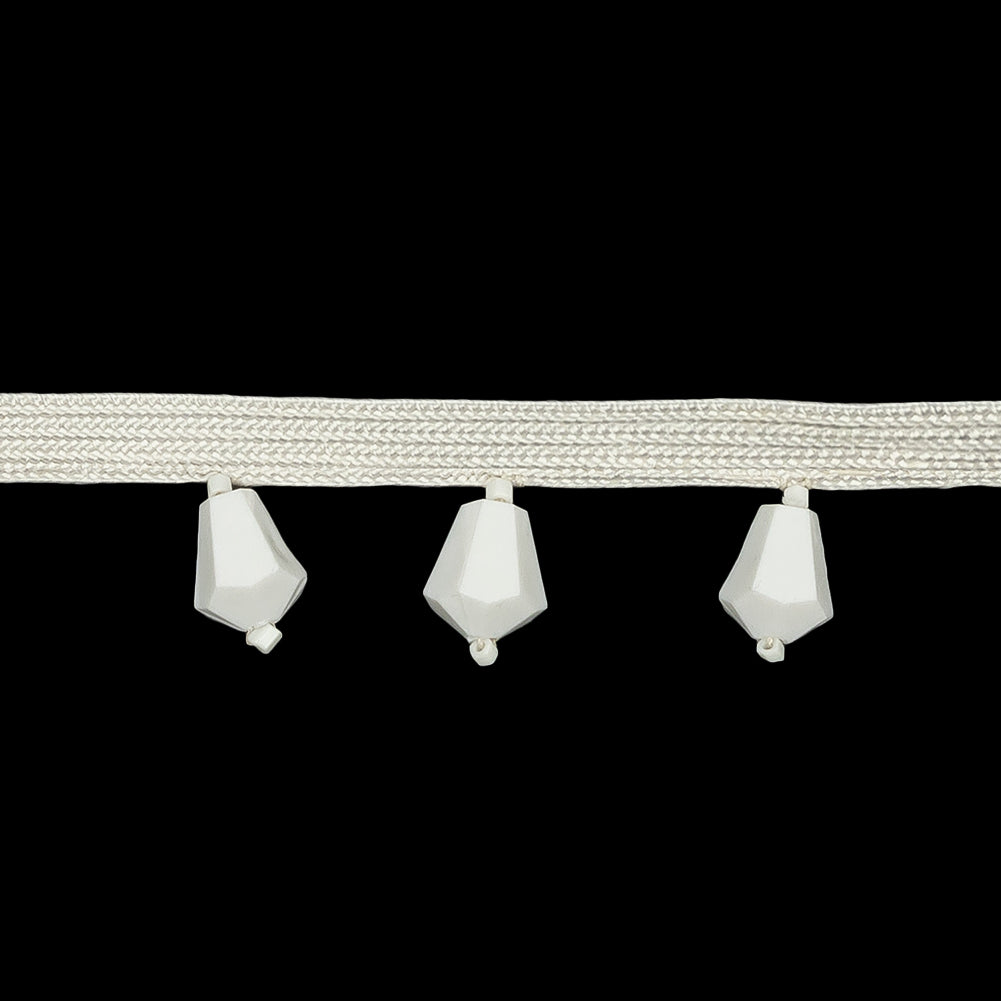 Vintage White Beaded Fringe on Ivory Tape - 0.75