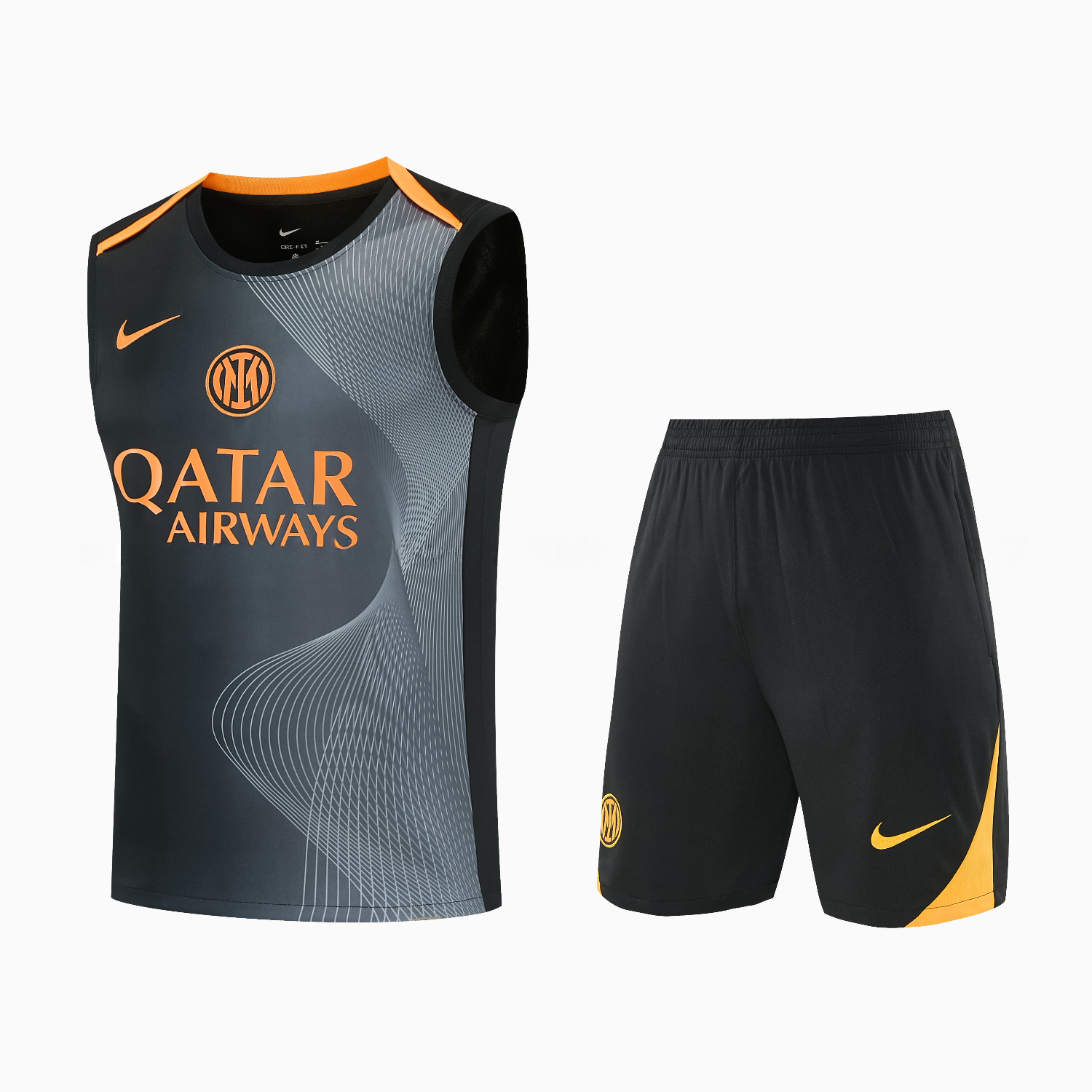 Inter Milan 25-26 Vest Training Set - Black And Grey Top & Pants - UnitedFutballJersey
