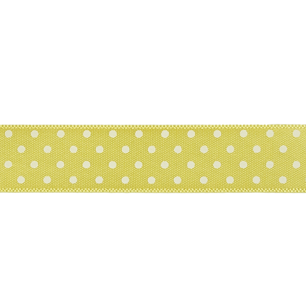 Banana and White Polka Dot Satin Ribbon - 0.625