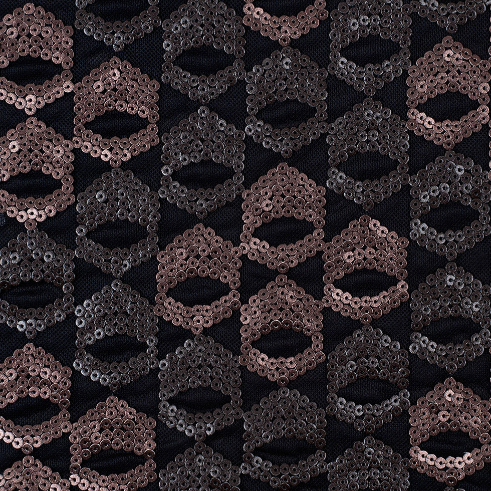Dusty Rose/Pale Black Sequined Netting - Joann Fabrics