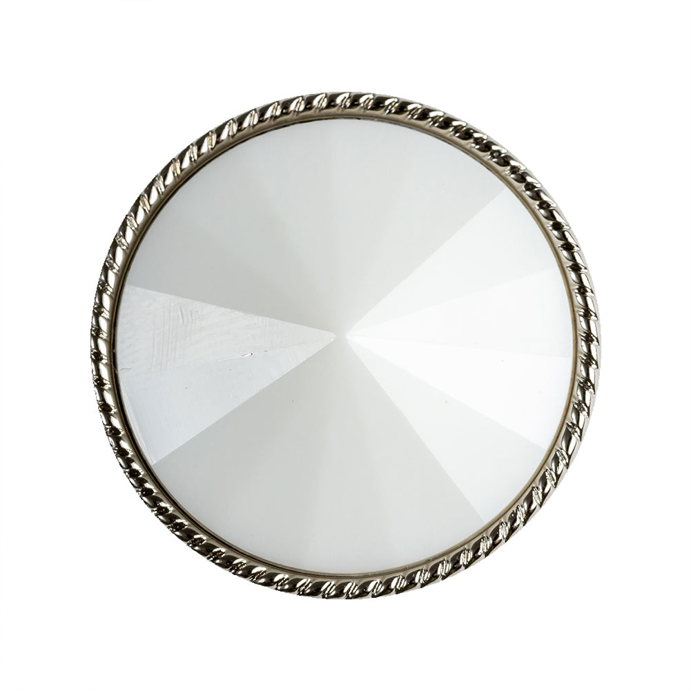 White and Silver 2-Piece Cone-Shaped Shank Back Button - 45L/29mm - Joann Fabrics