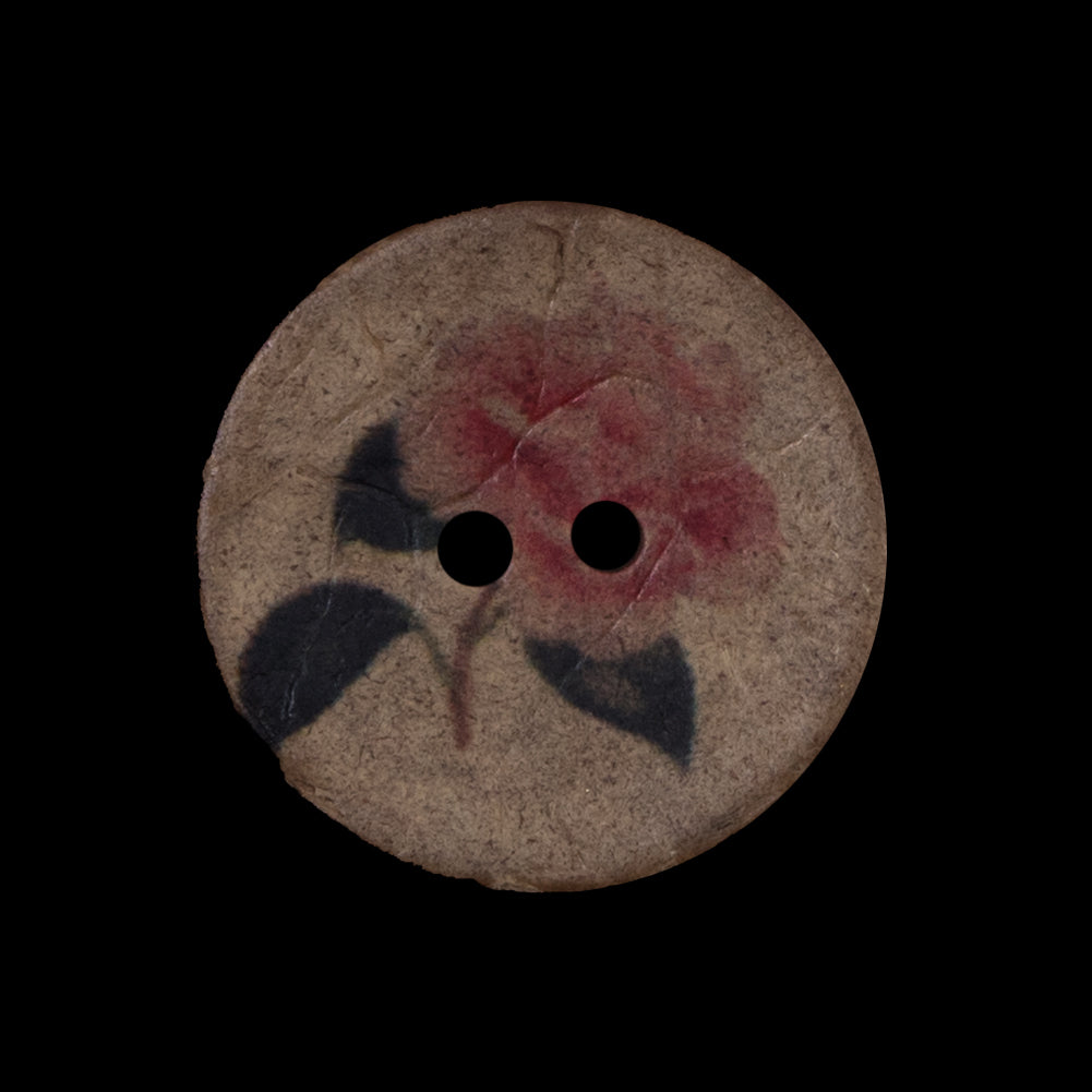 Italian Brown Floral Painted Coconut Button - 40L/25.5mm - Joann Fabrics