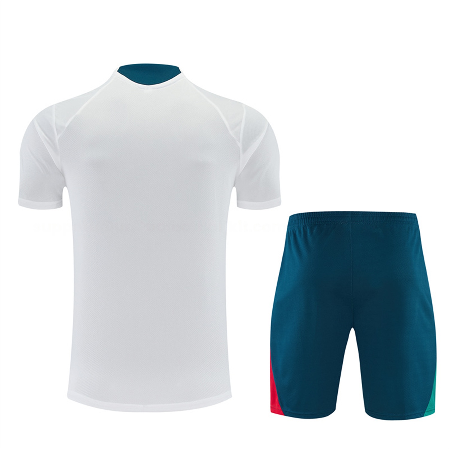 Portugal 2026 Short-Sleeve Training Set - White With Red And Green Accents Top & Dark Blue With A Red Stripe Pants - UnitedFutballJersey