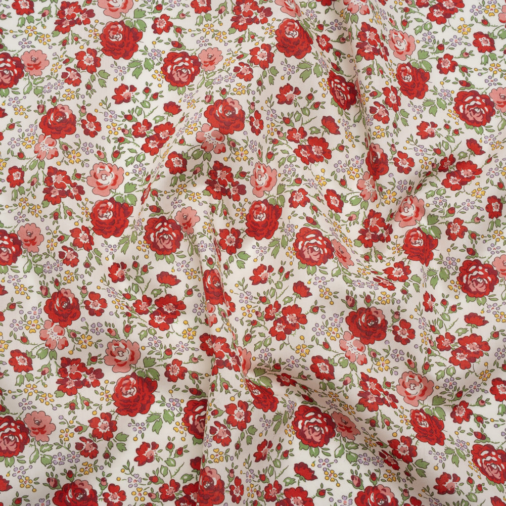 Liberty Fabrics Tana Lawn® - Felicite Red - Red, Pink and Sage Green Little Roses - Joann Fabrics