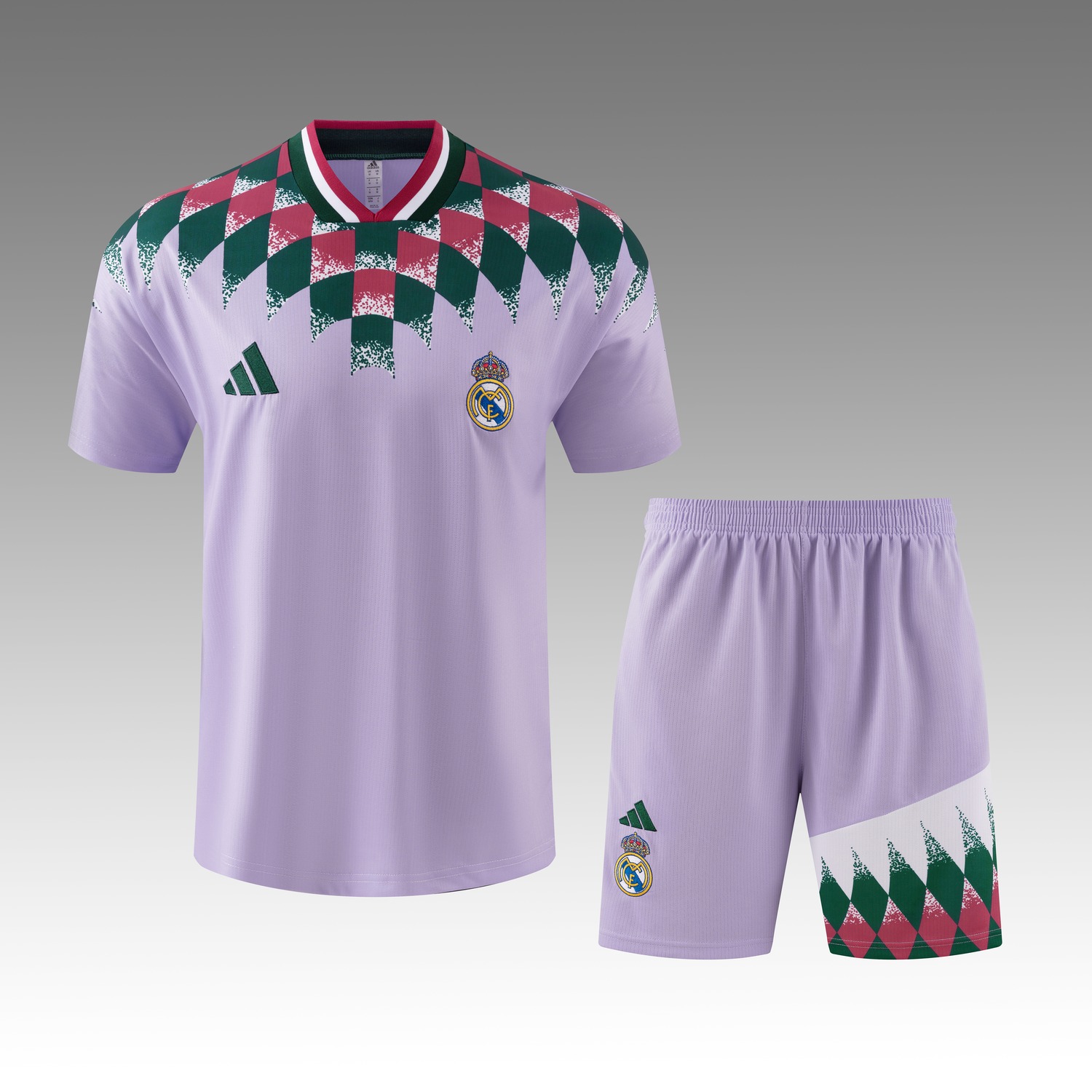 Real Madrid 26-27 Retro Style Short-Sleeve Training Set - Light Purple Top & Light Purple Shorts - UnitedFutballJersey