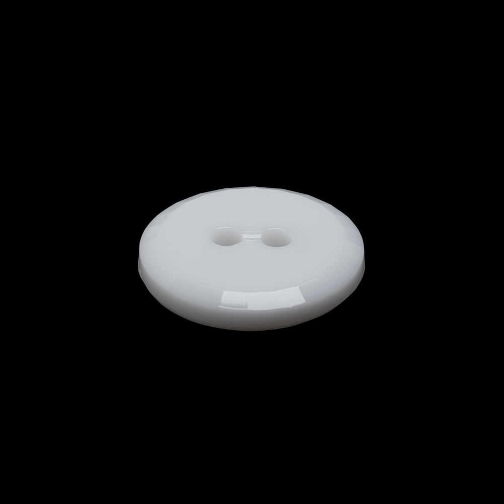 Flat Plastic 2-Hole Button - White Faceted Rim - 30L/19mm - Joann Fabrics