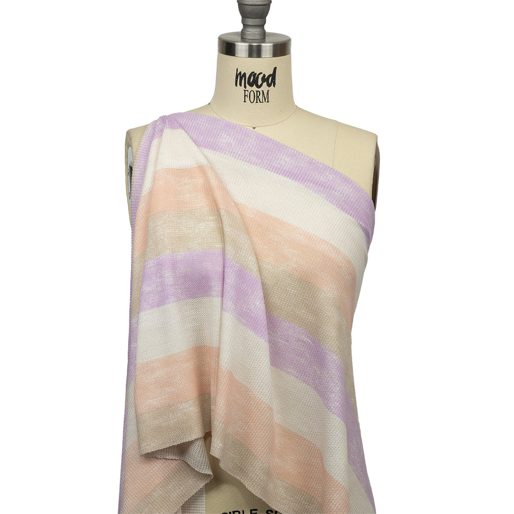 Lilac, Beige and Peach Striped Polyester and Rayon Waffle Knit - Joann Fabrics