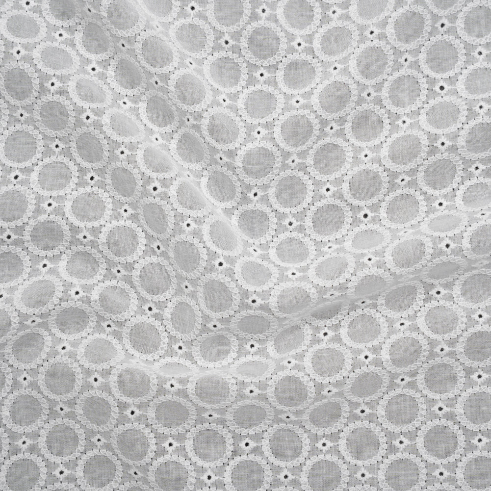 Embroidered Eyelet Cotton Voile - White Circles - Naomi Collection - Joann Fabrics