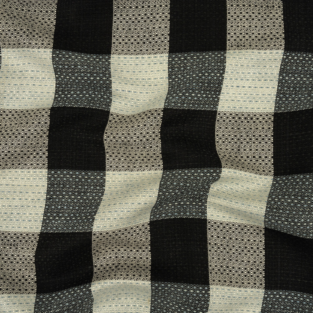 Caviar, White and High-Rise Buffalo Check Linen and Cotton Dobby - Joann Fabrics