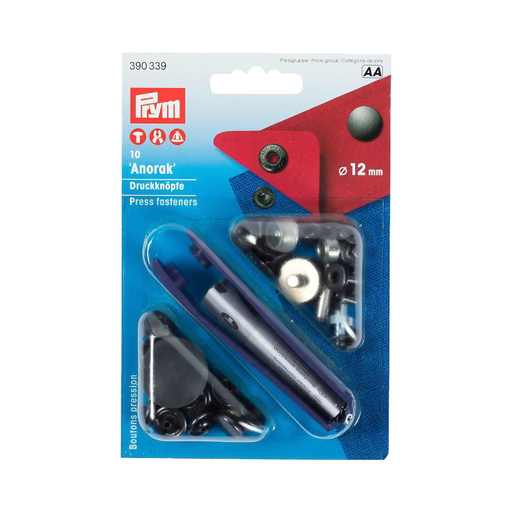 Prym Anorak Press Fasteners with Tools - Oxidized Black 12mm - 10pc - Joann Fabrics