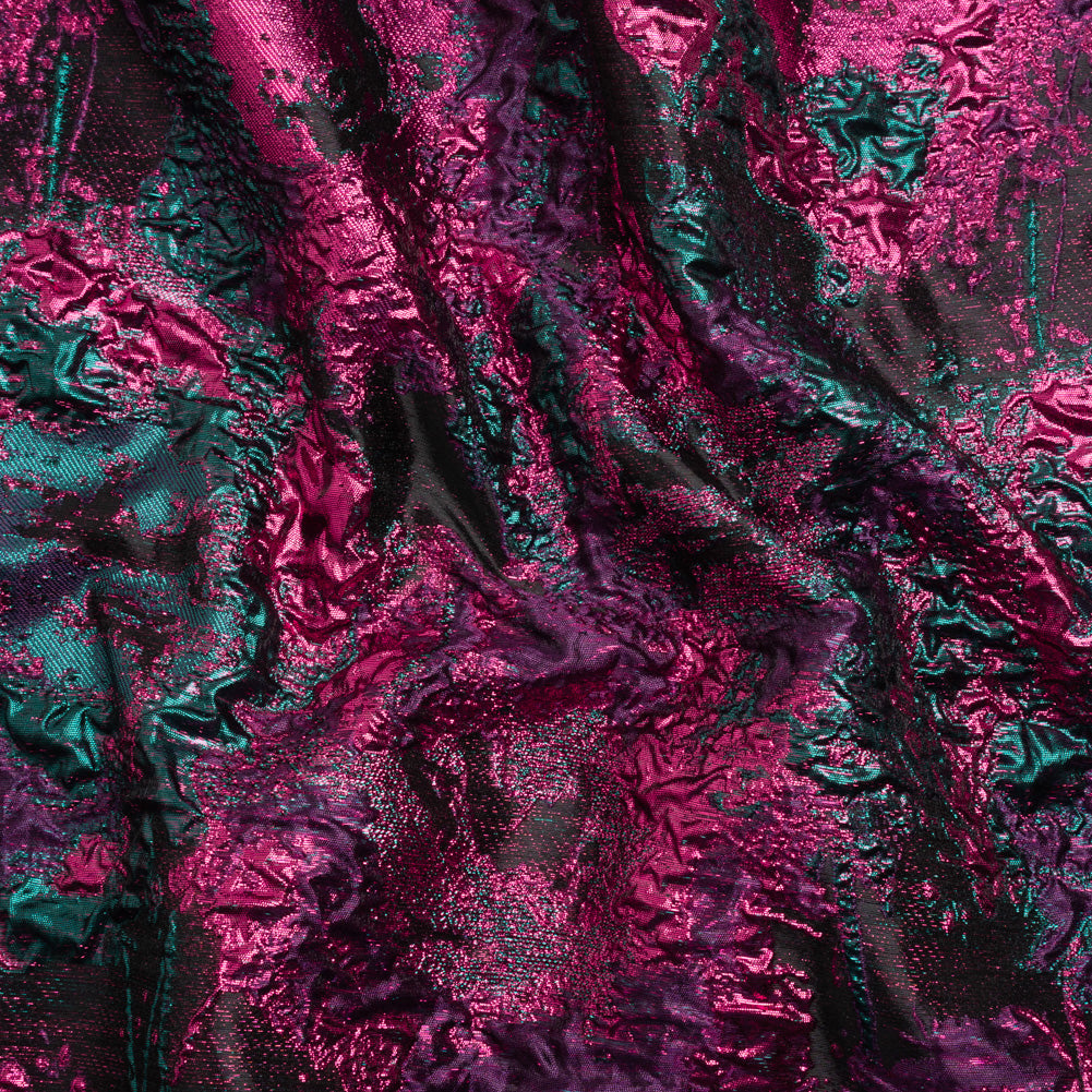 Metallic Fuchsia, Teal and Black Garden of Abstraction Luxury Brocade - Joann Fabrics
