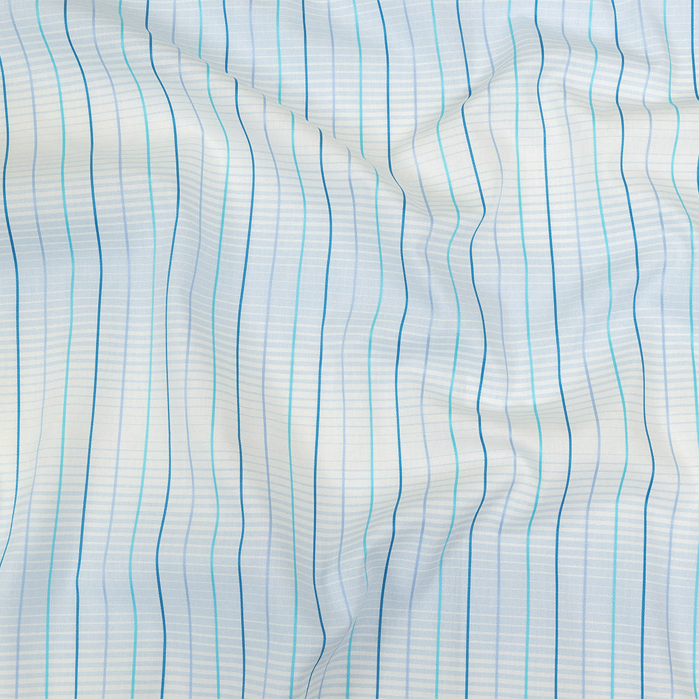 Blue, Aqua and White Gradient Pinstripes Cotton Shirting - Joann Fabrics
