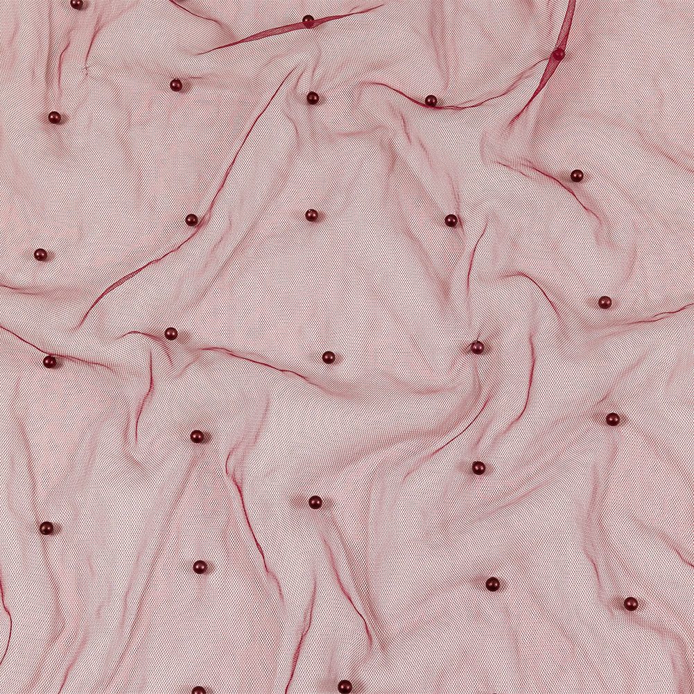 Beaded Tulle - Burgundy - Sylvie Collection - Joann Fabrics