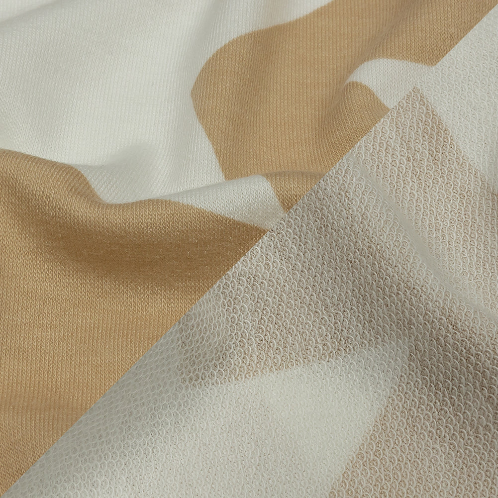 Beige and Star White Stars Stretch Polyester and Rayon French Terry - Joann Fabrics