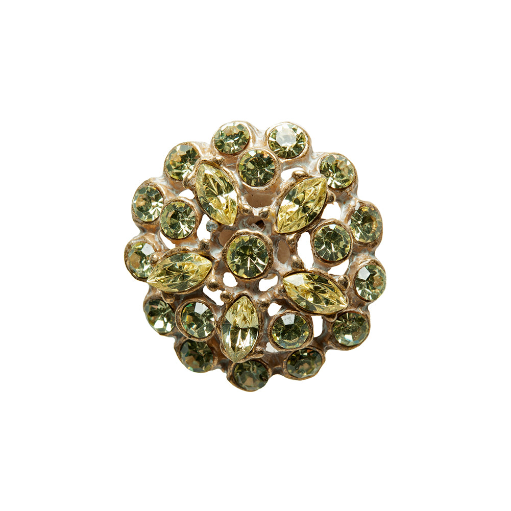 Gold/Green Rhinestoned Metal Shank Back Button - 36L/23mm - Joann Fabrics