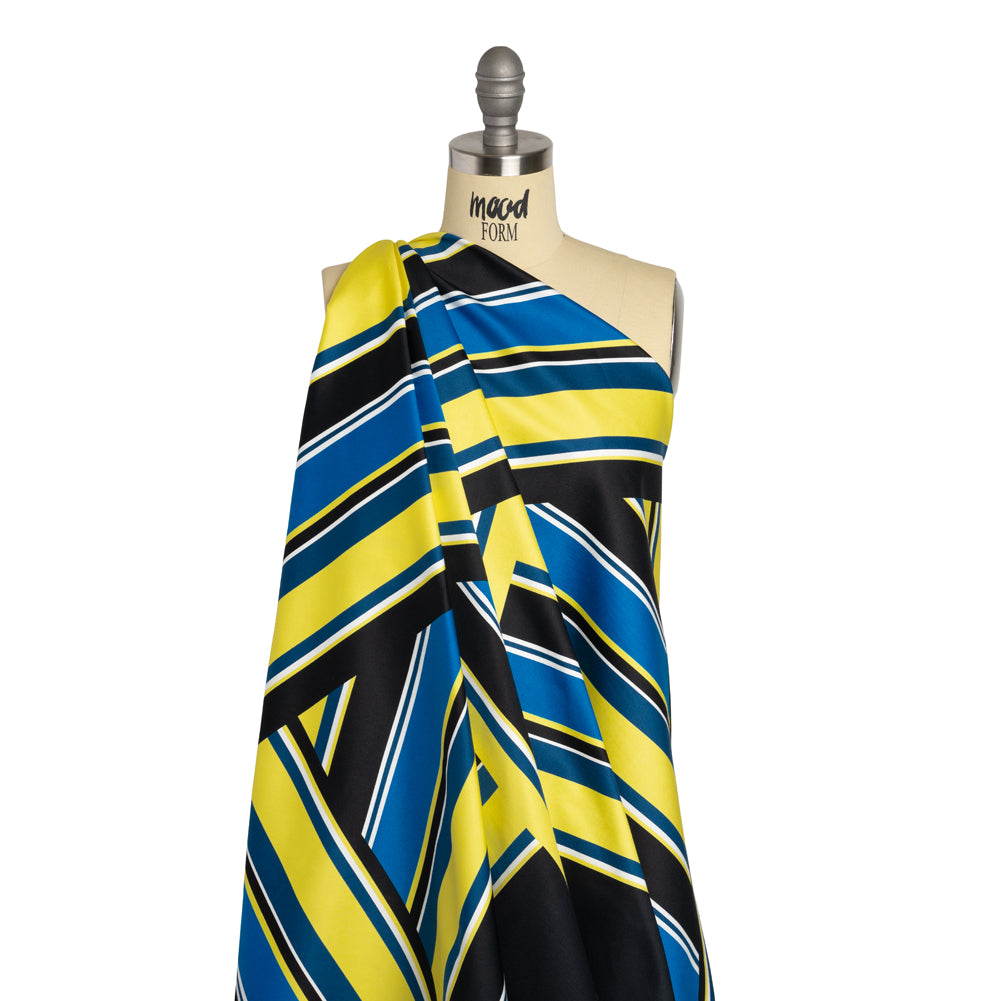 Yellow, Royal Blue and Black Large-Scale Geometric Stretch Cotton Sateen - Joann Fabrics