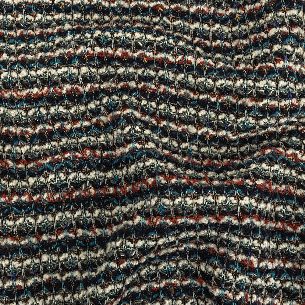 Teal, Russet Brown, and White Striped Chunky Sweater Knit - Joann Fabrics