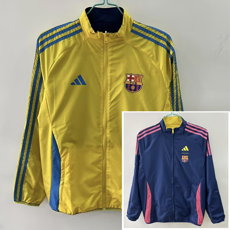 2025/2026 Barcelona Reversible Windbreaker Yellow and blue Soccer Jersey 1:1 Thai Quality