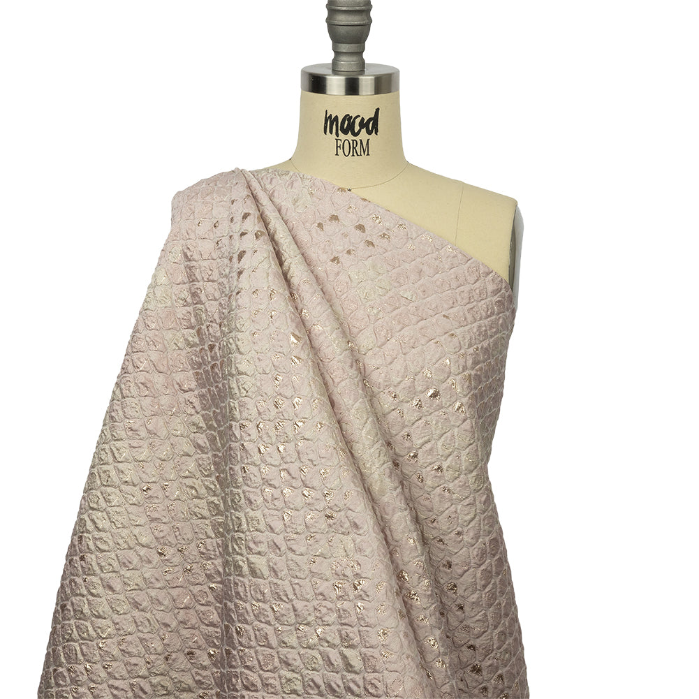 Metallic Gold, Pink, and Cream Abstracted Scales Luxury Brocade - Joann Fabrics