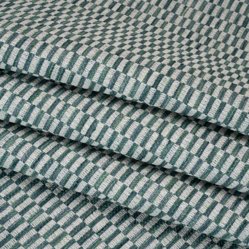 Textured Polyester and Cotton Woven - Lagoon Rectangle Checks - British Imported - Joann Fabrics