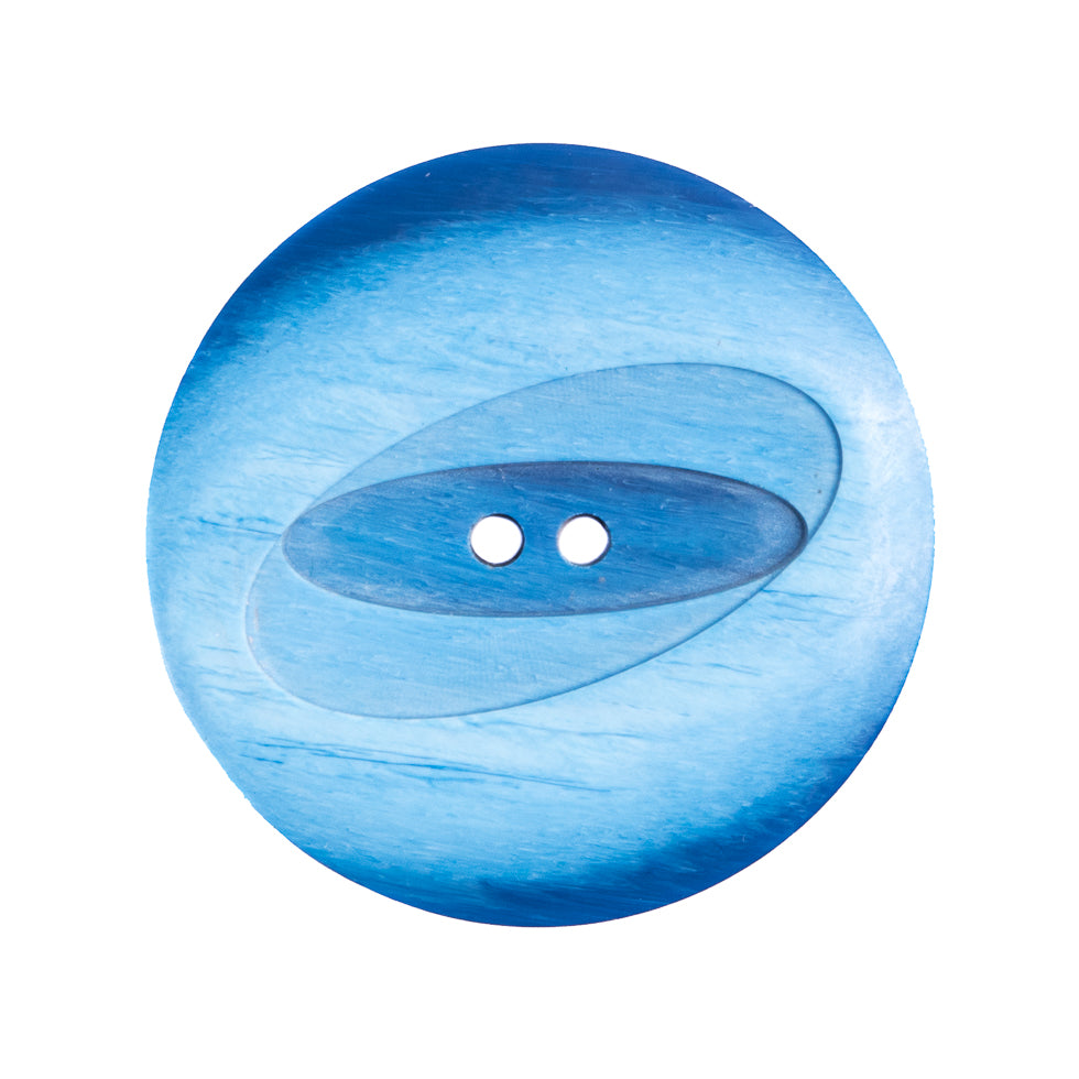Plastic 2-Hole Button Made in Italy - 44L/28mm - Bright Blue Woodgrain with Ovals - Joann Fabrics