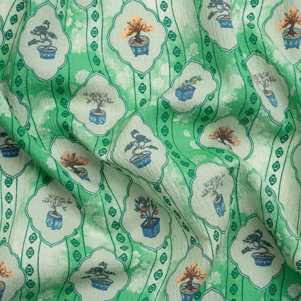 Mood Exclusive Green Peaceful Trees Stretch Polyester Seersucker - Joann Fabrics