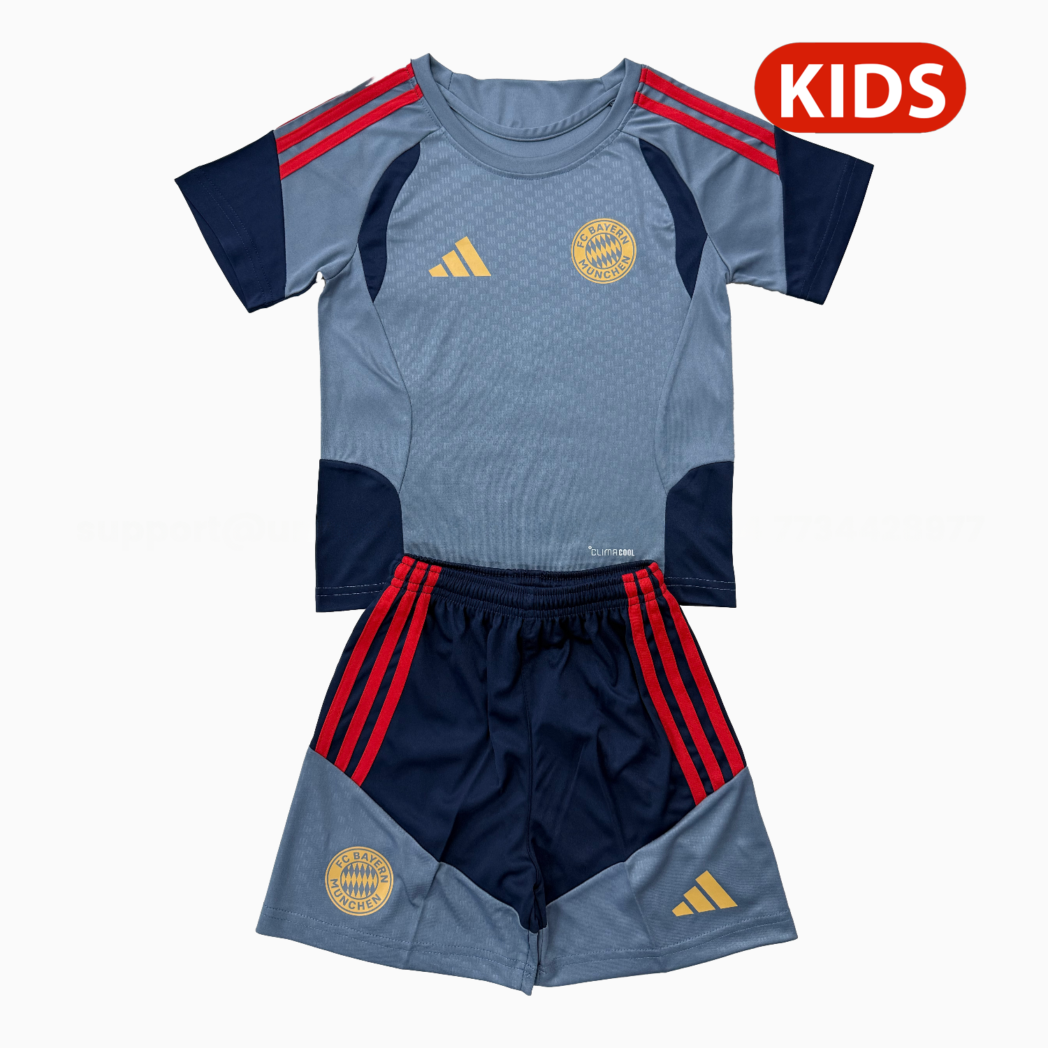 Bayern Munich 26-27 Lake Blue Training Kids Kit - UnitedFutballJersey