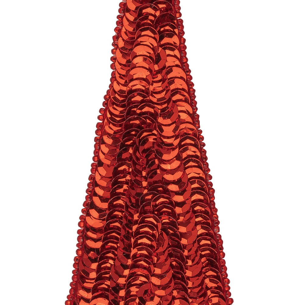 Vintage Ruby Red Sequins and Beads Triangle Applique - 4.875