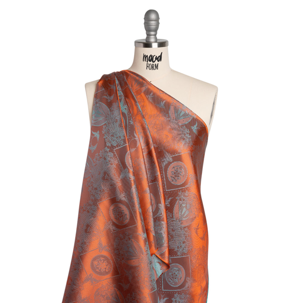 Gems and Doves Jacquard Lining - Orange and Aqua Bi-Color - Joann Fabrics