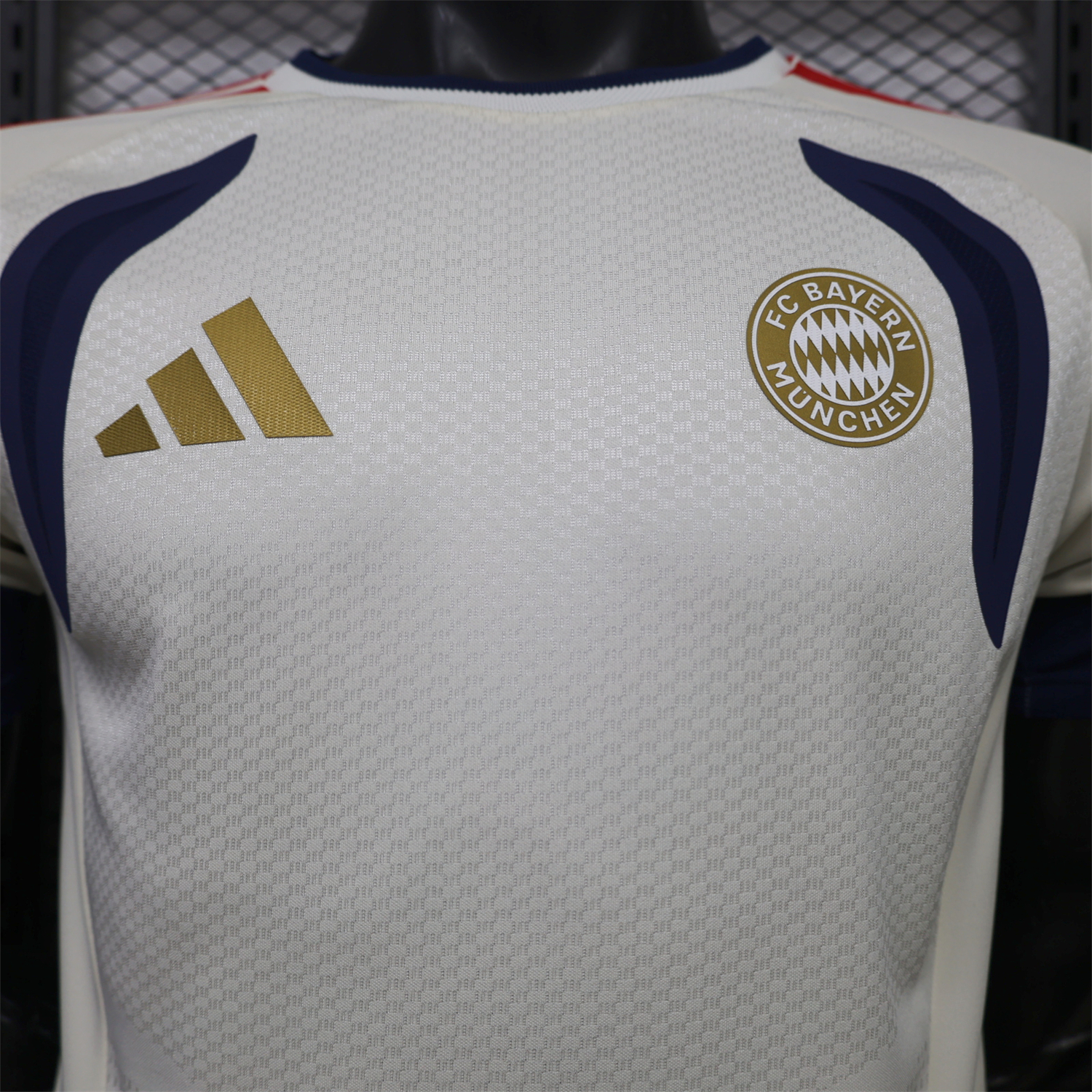 Bayern Munich 26-27 Off-White Blue Training Jersey - Player Version - UnitedFutballJersey