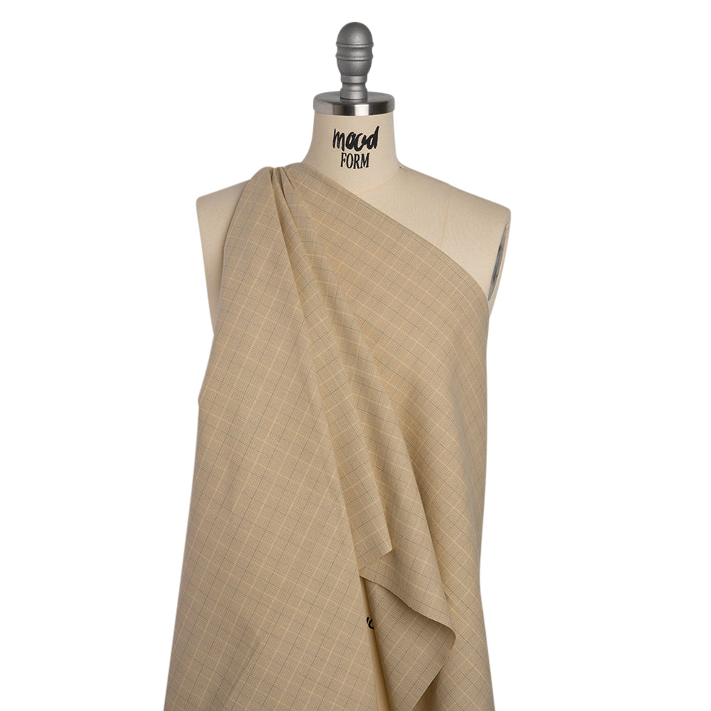 Medium Weight Linen Woven - Beige and Sage Green Windowpane Tattersall Check Plaid - Joann Fabrics