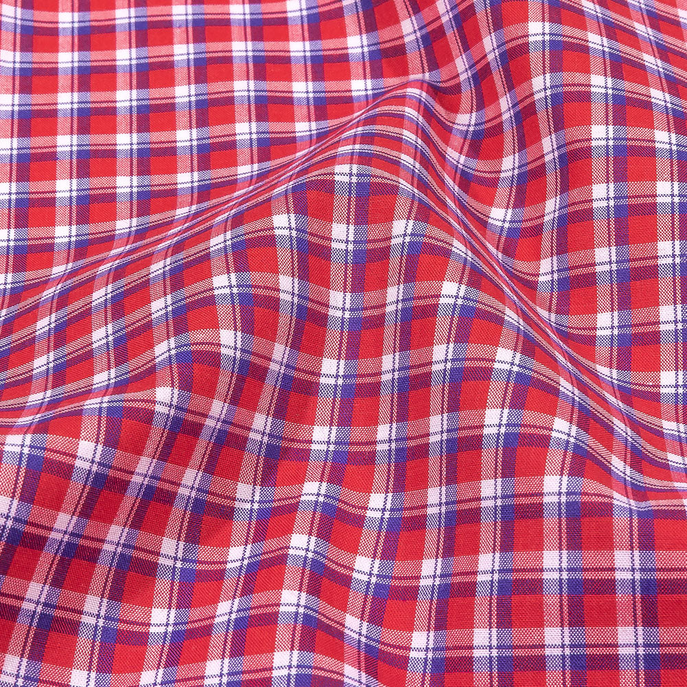 Balenciaga Italian Red, White and Blue Checks Cotton Shirting - Joann Fabrics