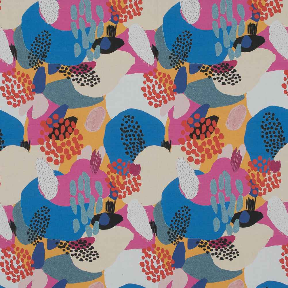 Cotton Poplin - Pink, Blue and Yellow Abstract - Etudier en Spontaneite Print - Mood Exclusive Avenable Collection - Joann Fabrics