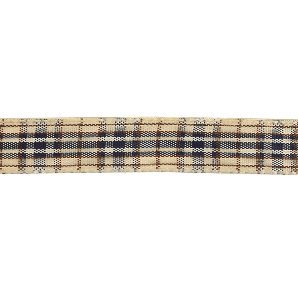 Astral Aura, Brown and Vanilla Ice Plaid Woven Ribbon - 0.625