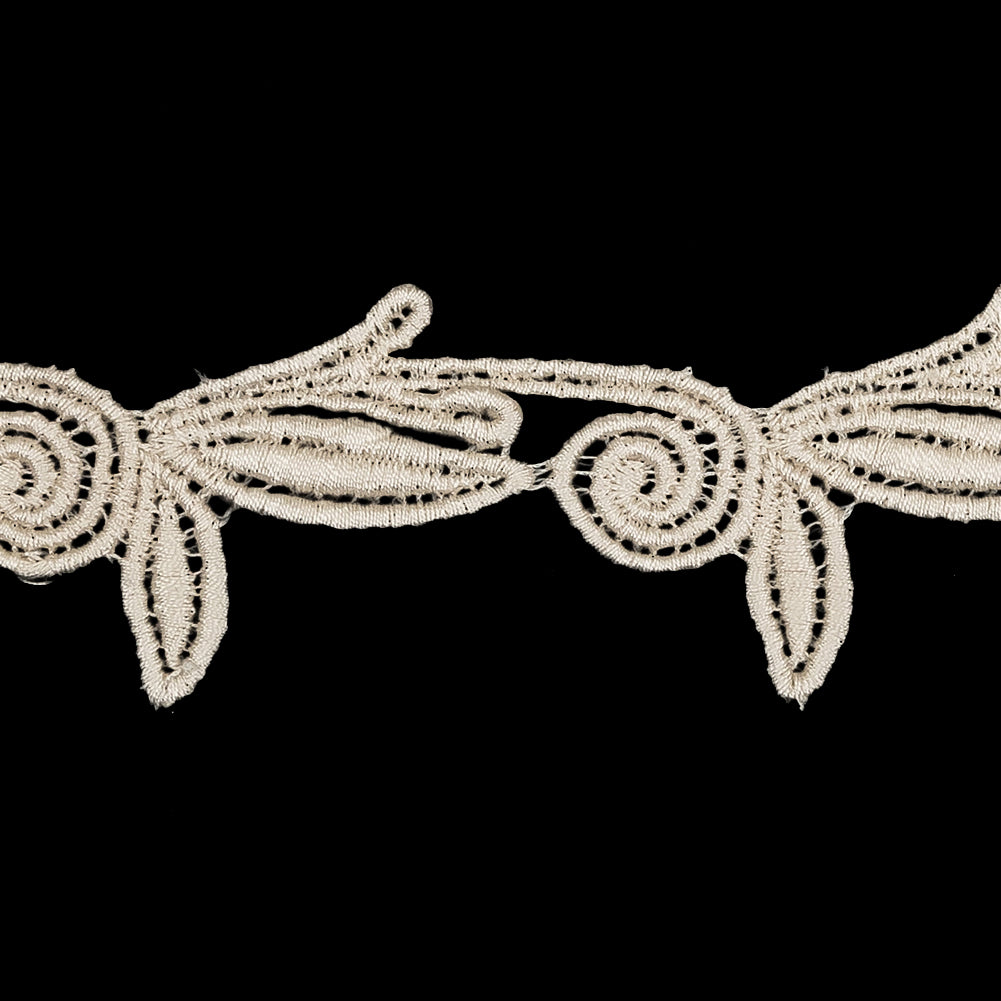 Creme Brulee Stylized Floral Venise Lace Trim - 1.5