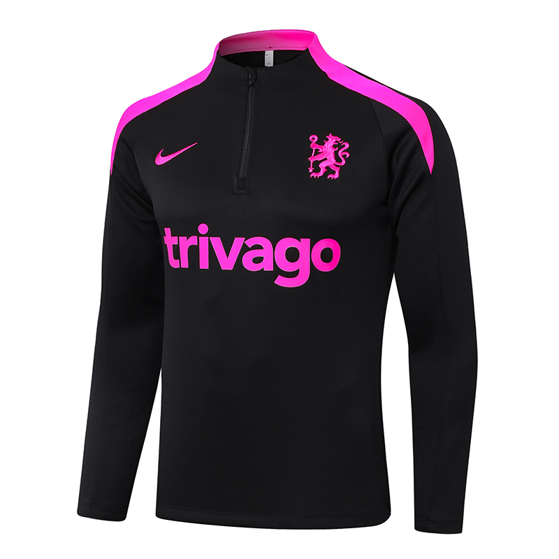 2024/2025 Chelsea Half-Pull Training Suit Black Football Shirt 1:1 Thai Quality Set