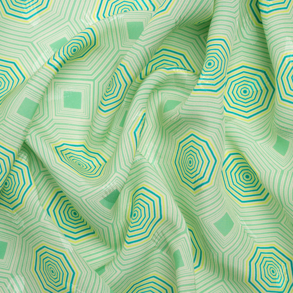 Hands Viscose Jacquard Print - Green Geometric - Mood Exclusive Retro Reverb - Joann Fabrics