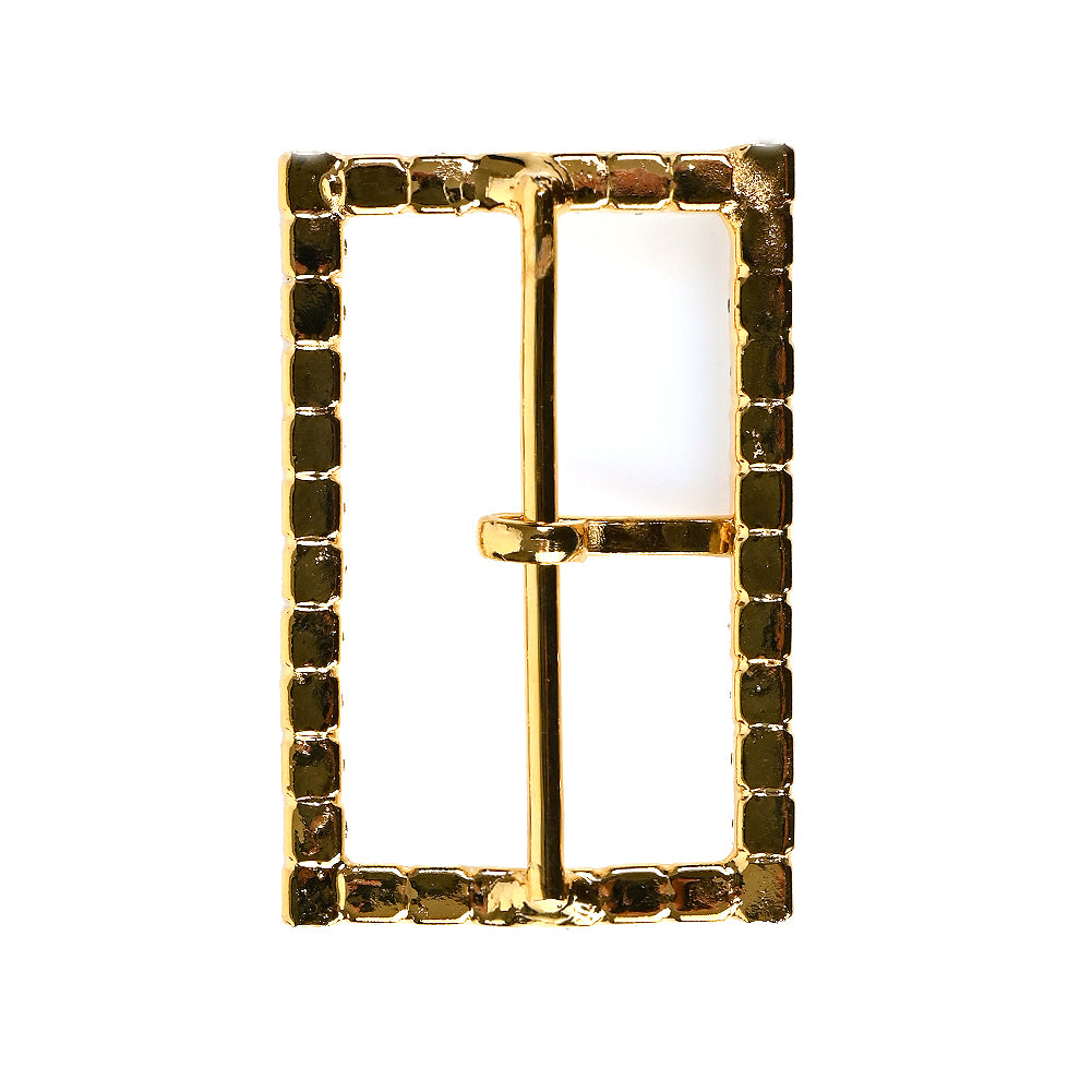 Swarovski Crystal and Gold Rectangular Rhinestone Buckle - 1.375