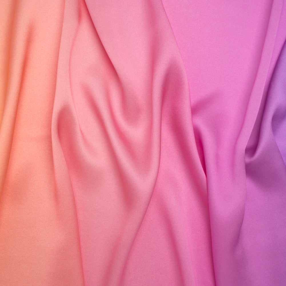 Silk Charmeuse Print 16MM, Made in Italy - Light Peach, Pink and Lavender Ombre - Joann Fabrics