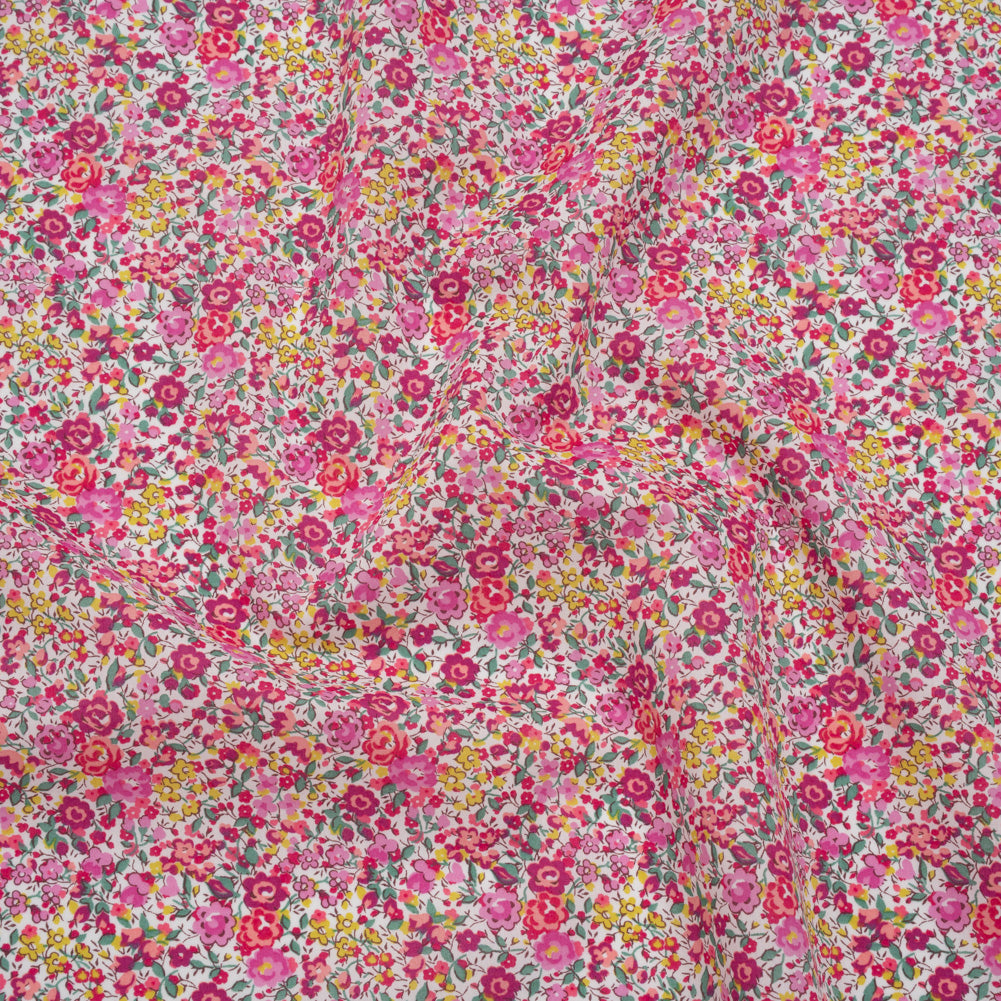 Liberty Fabrics Tana Lawn® - Emma and Georgina Pink - Nany Pink, Yellow and Green Floral - Joann Fabrics