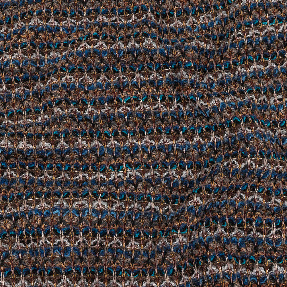 Teal, Gray and Taupe Striped Boucle Blended Wool Sweater Knit - Joann Fabrics