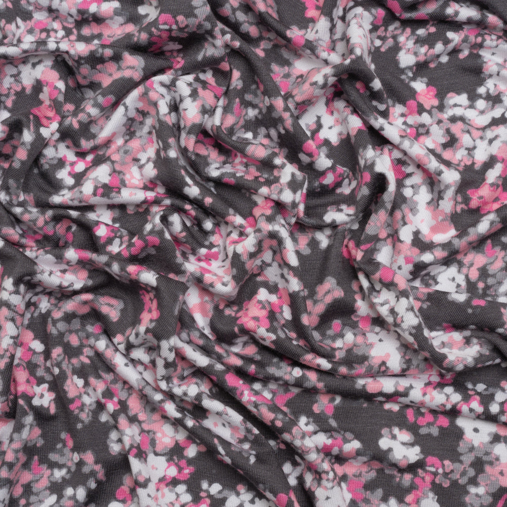 Stretch Rayon Jersey - Pink and Charcoal Gray Floral - Joann Fabrics