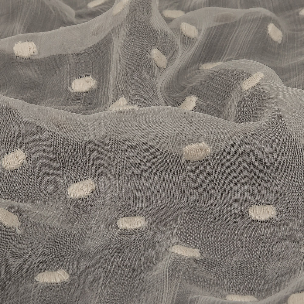 Famous Australian Designer Tofu Crinkled Silk Chiffon with Embroirdered Dots - Joann Fabrics