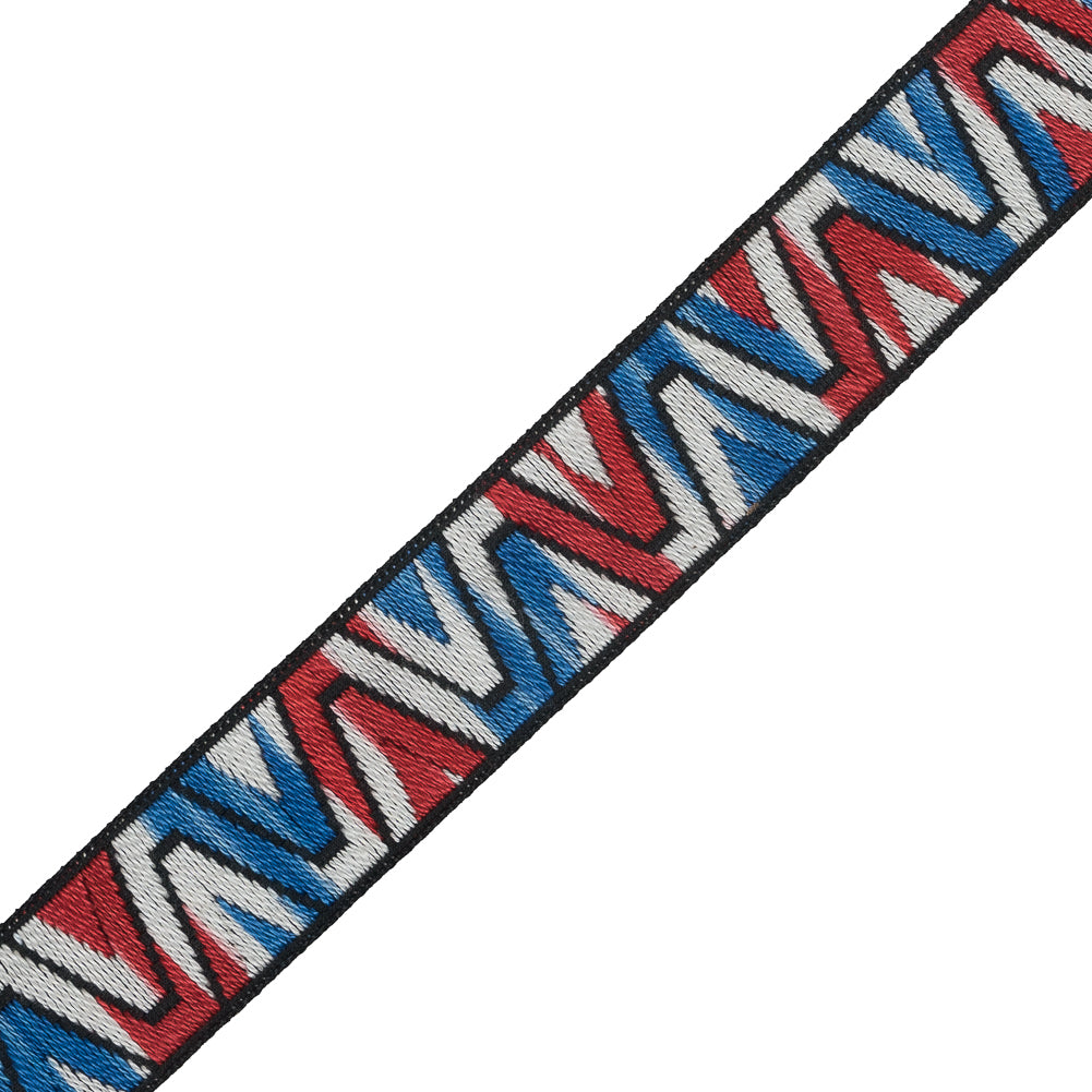 Red, White and Blue Zig Zag German Jacquard Ribbon - 0.875