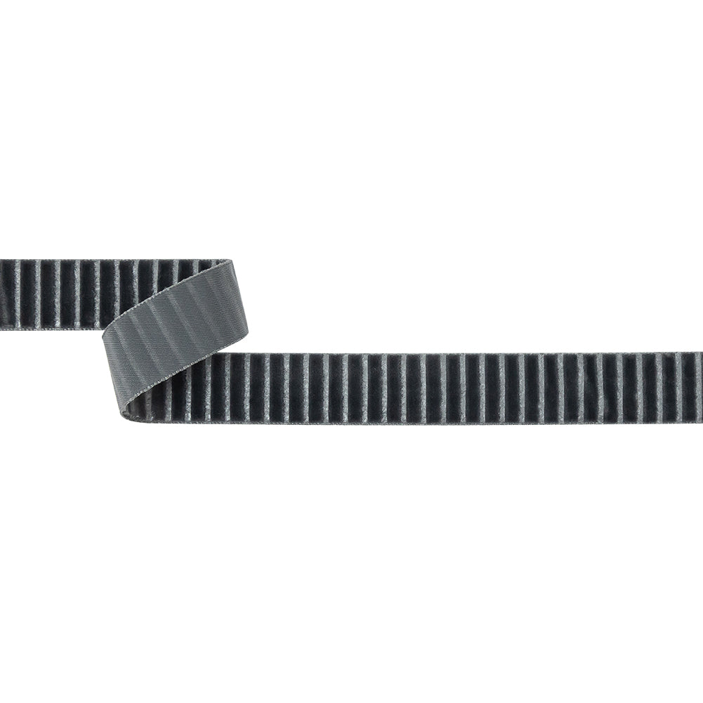 Italian Gray Vertical Stripes Velvet Burnout Trim - 0.875