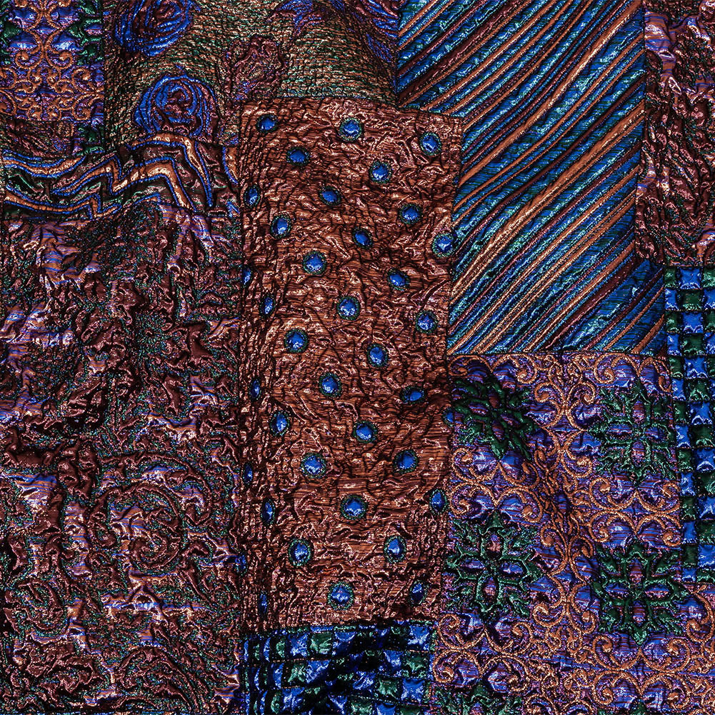 Metallic Rose Gold, Forest and Royal Blue Ornate Patchwork Luxury Brocade - Joann Fabrics